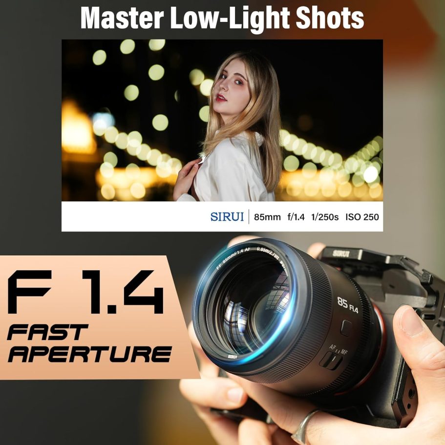 SIRUI Aurora 85mm F1.4 Full Frame Auto Focus Telephoto Prime Portrait Lens for E Mount Cameras FX3, FX6, A7 Series, A7R, A7S, A9, ZV-E1 - Image 4