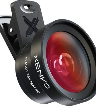Pro Lens Kit for iPhone and Android, Macro and Wide Angle Lens with LED Light and Travel Case Black
